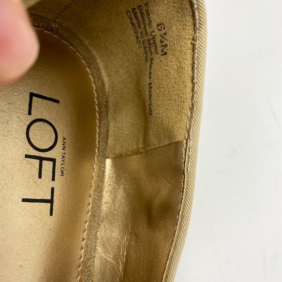 Ann Taylor Loft Gold Crackle Pointed Toe Slip On - Picture 6 of 8